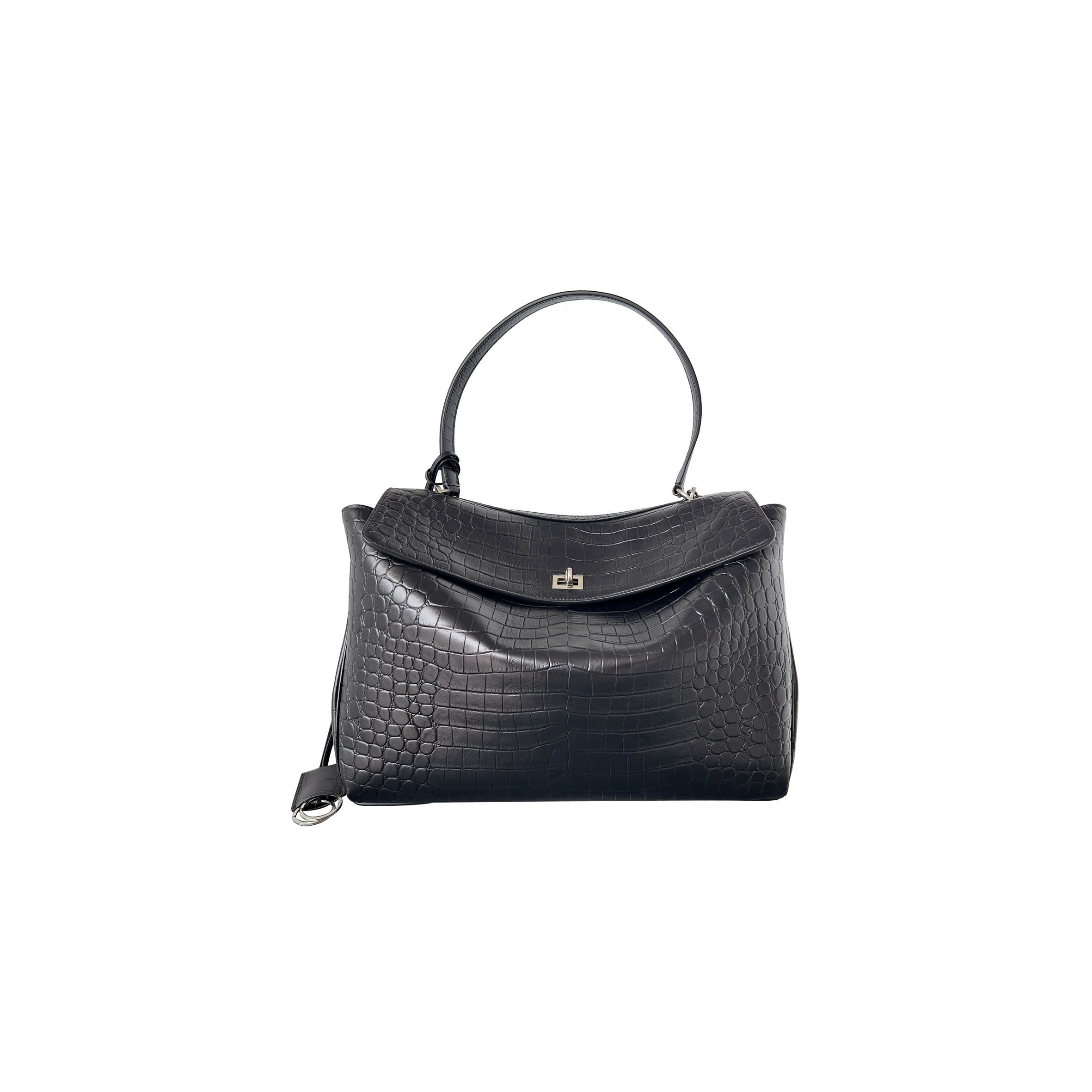 Ba*len*cia*ga women''s rodeo large handbag crocodile embossed in black 7897442aa5l1100 (39.8*29.9*12.9)